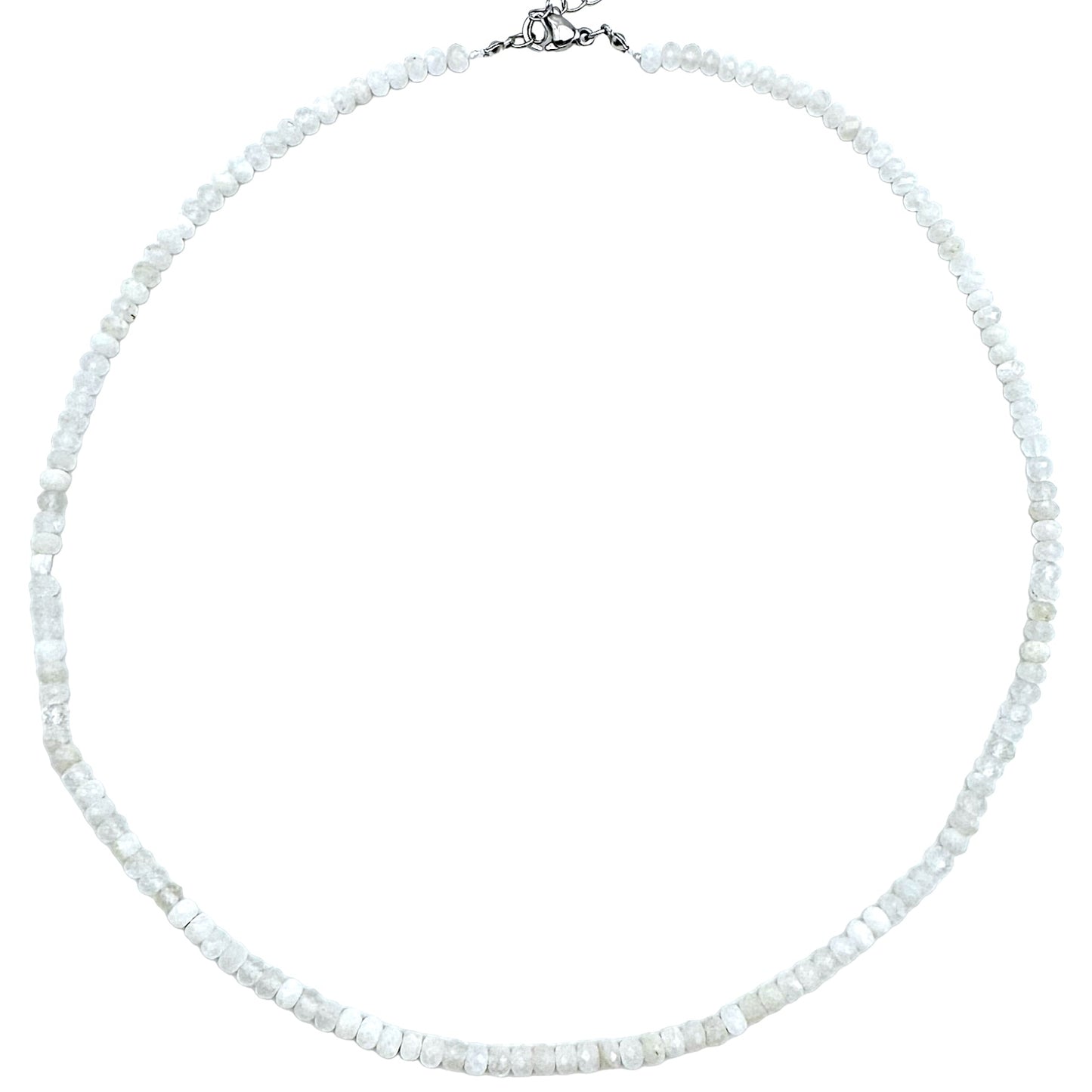 Collier pierre de lune bleutée 3x4mm acier inoxydable doré/argenté