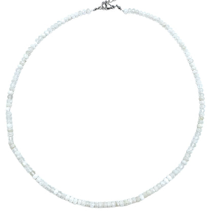 Collier pierre de lune bleutée 3x4mm acier inoxydable doré/argenté