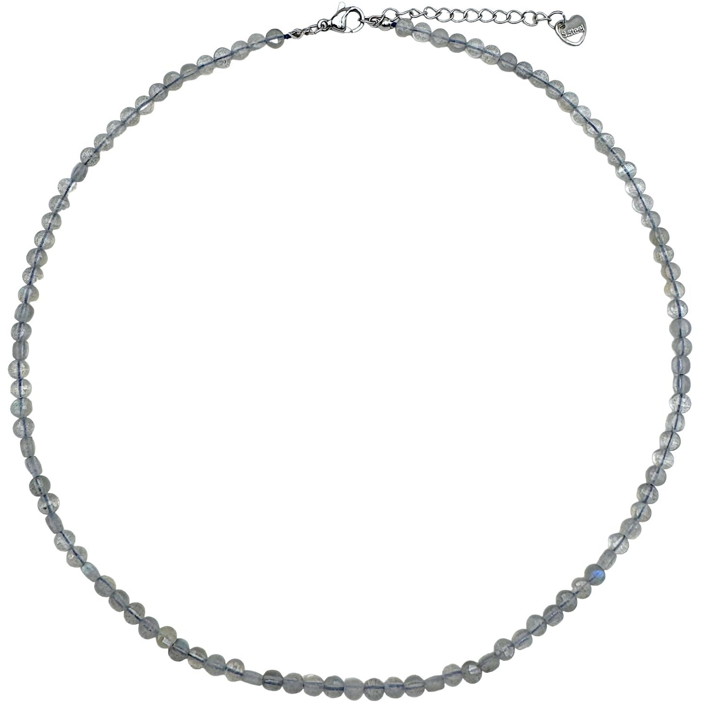 Collier Labradorite rond plat 4mm acier inoxydable doré/argenté