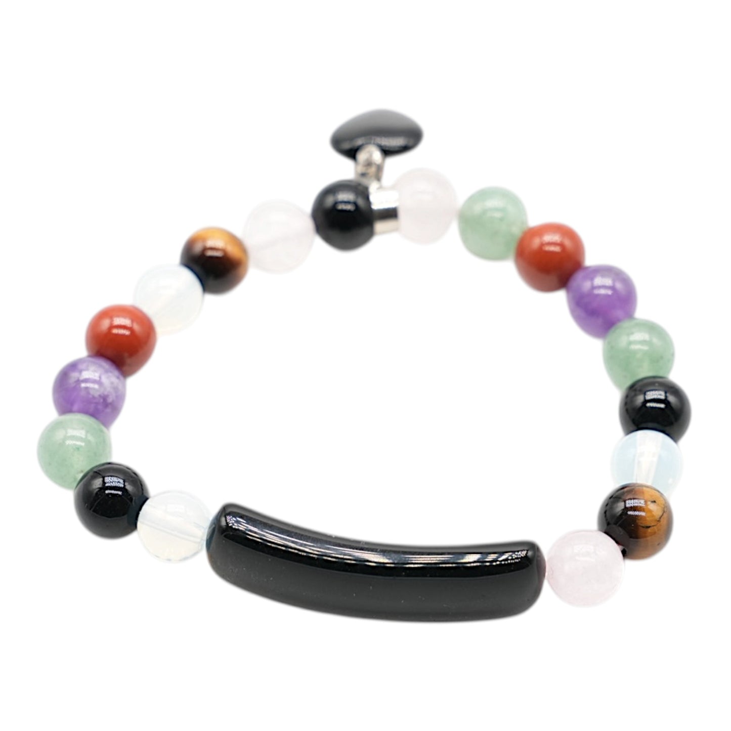 Bracelet gourmette avec breloque cœur A (5 pierres disponibles)