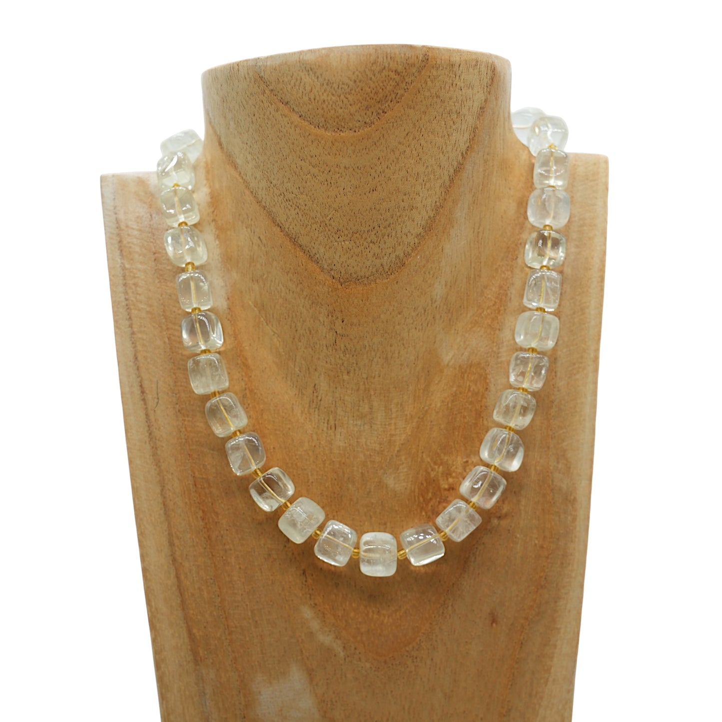 Collier ras de cou 42 cm 10 mm cubique boué acier inoxydable dorée (7 pierres disponibles)