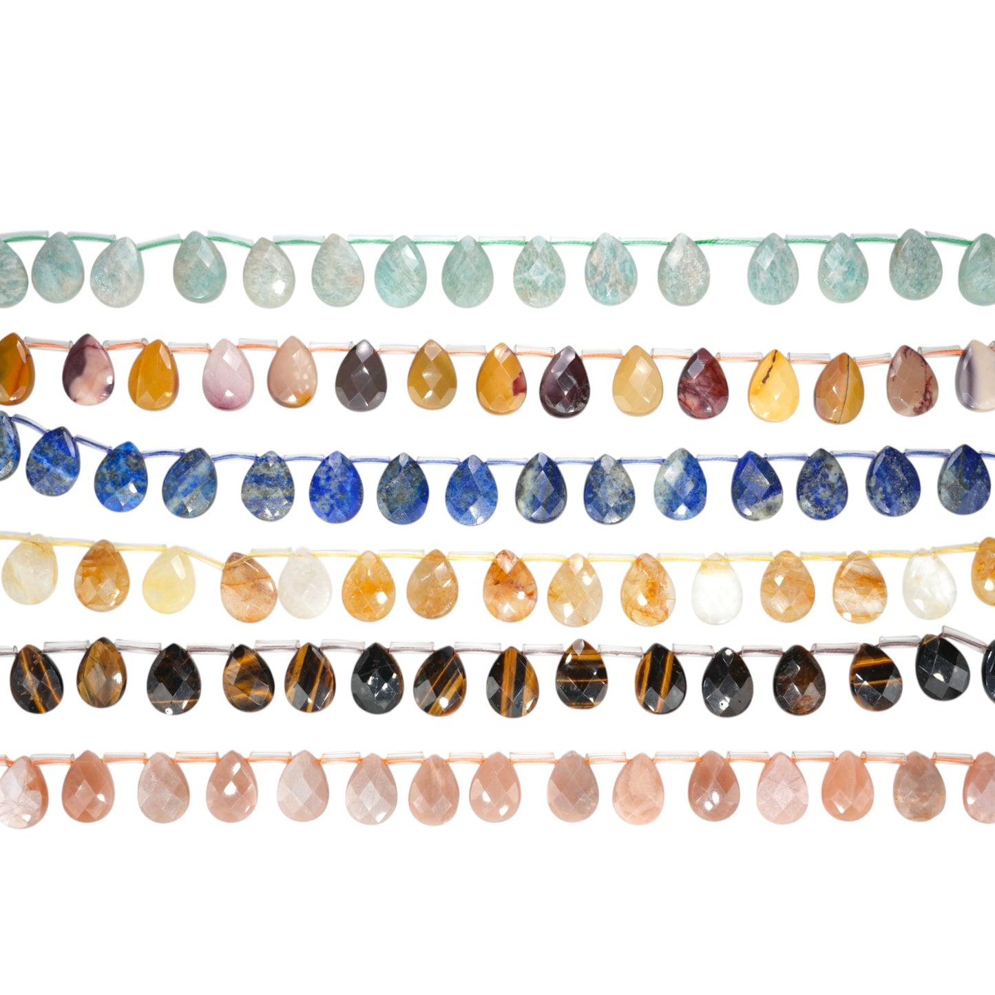 Fil de perles goutte 13x18 mm (13 pierres naturelles disponible)