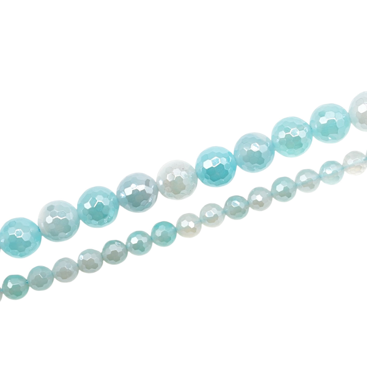 Fil de perles Agate facettée BLEUE CIEL CLAIRE ronde