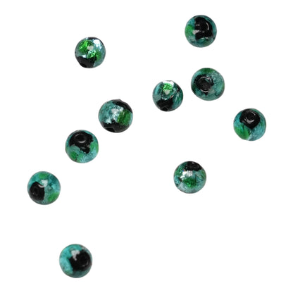 10 perles de verre phosphorescente verte #11