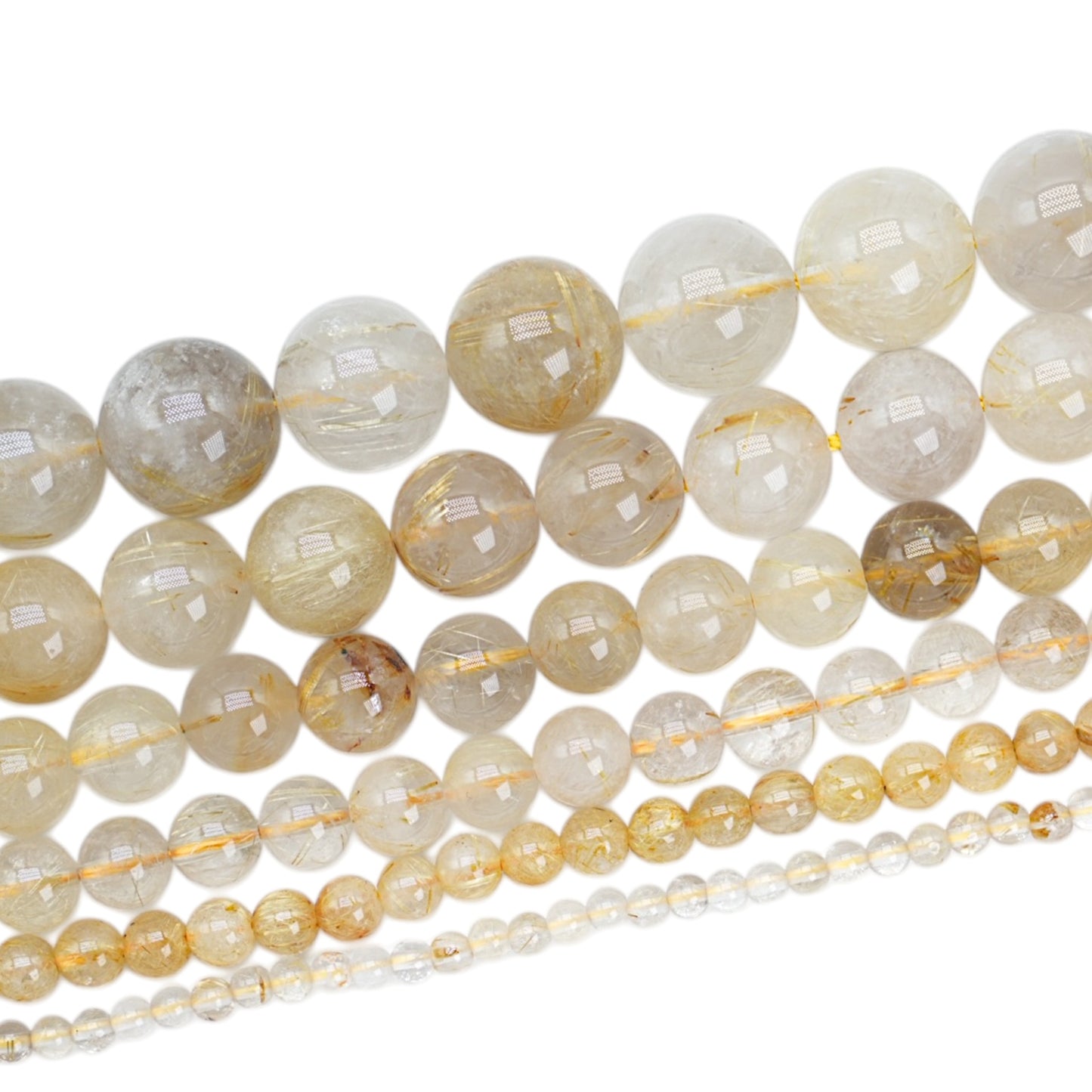 Fil de perle Quartz rutile AA+