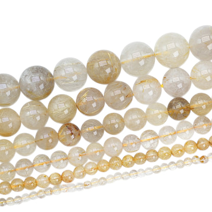 Fil de perle Quartz rutile AA+