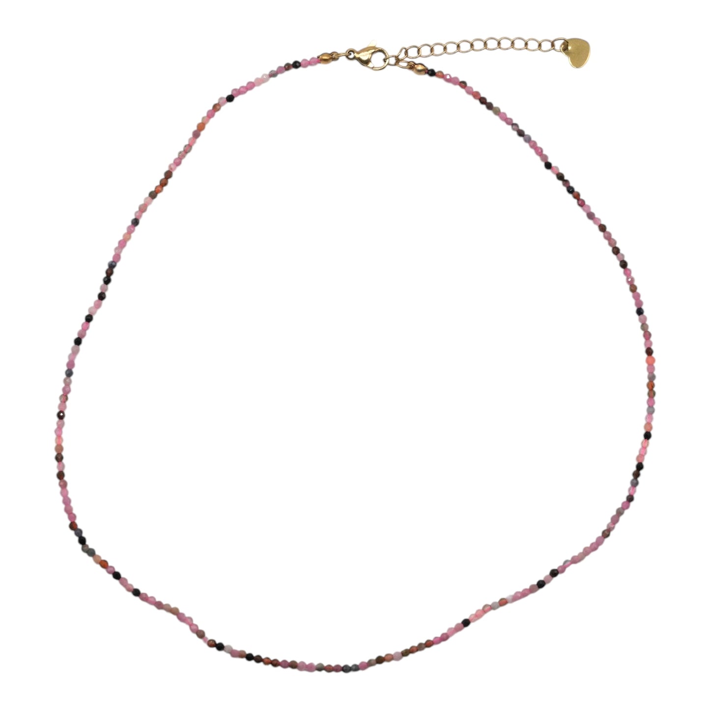 Collier Tourmaline multicolore 2-3mm acier inoxydable doré/argenté