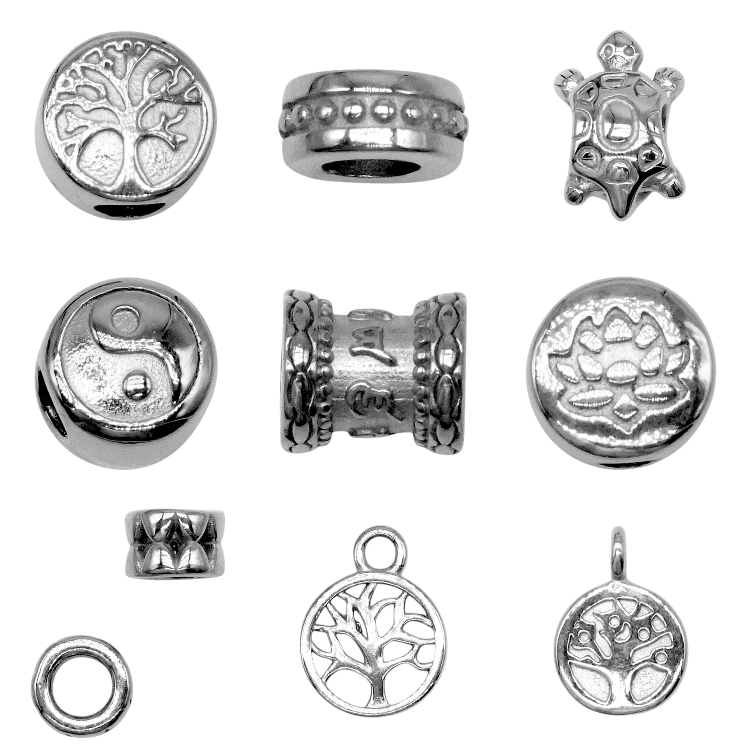 Lot de 10 breloques intercalaire acier inoxydable argenté (9 modèles disponible) - Foliesbijoux