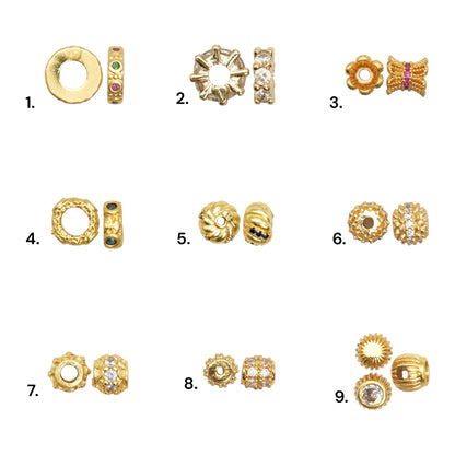Lot de 20 breloques intercalaire en laiton doré (17 modèles disponible)