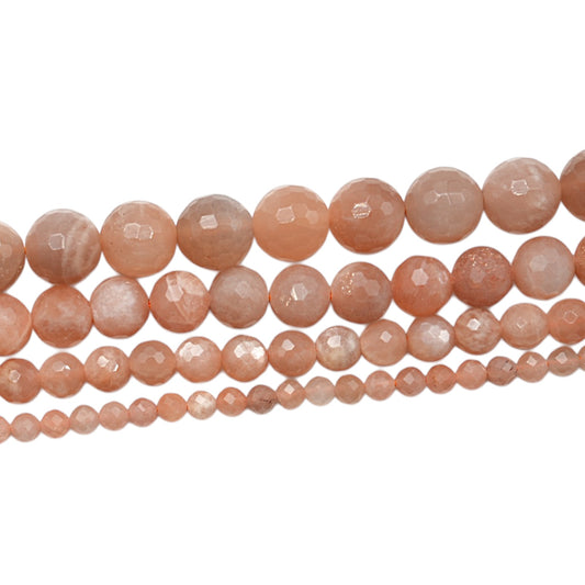 Faceted sunstone bead strand