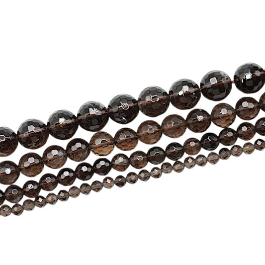 Fil de perles facettées quartz fumé