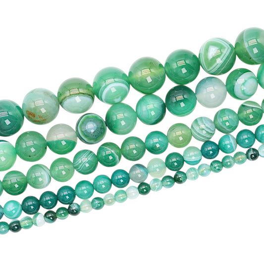 Heated green Agate bead strand