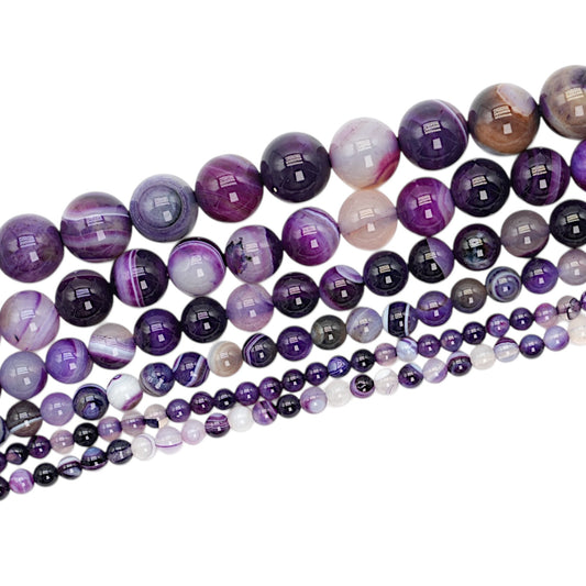 Violet Heat-Treated Agate Bead Strand