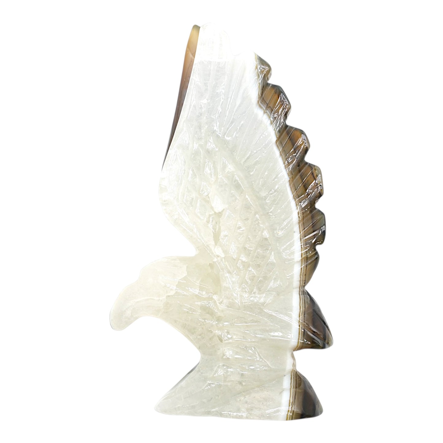 Figurine Aigle en Agate Botswana A+ 14x8 cm (modèle unique nº3)