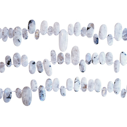Fil de perle forme libre ovale Labradorite blanche 15-20x8 mm (référence 33)