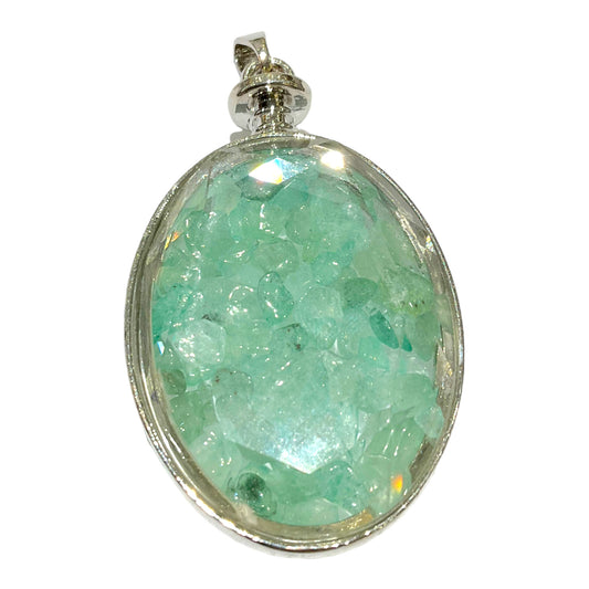 Pendentif ovale facetté Aventurine verte