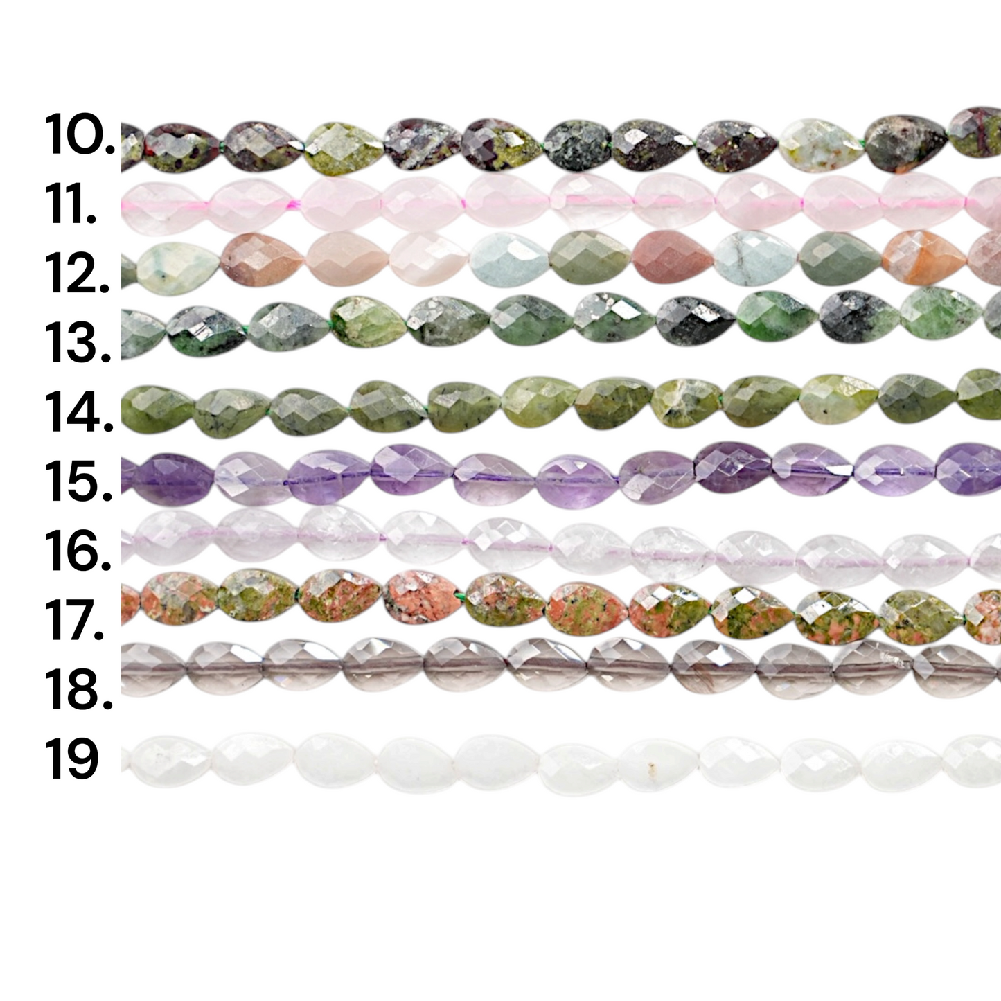 Fil de perle en feuille facetté 4x6 mm (22 pierres disponible) — Référence F3