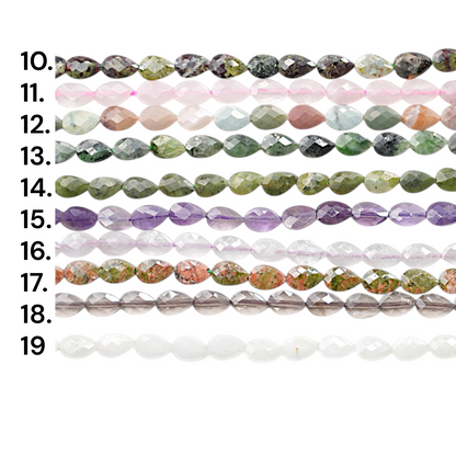 Fil de perle en feuille facetté 4x6 mm (22 pierres disponible) — Référence F3