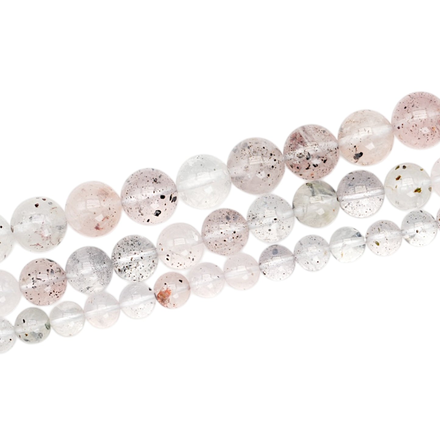 Thread of Biotite Mica Inclusion Quartz Beads AA