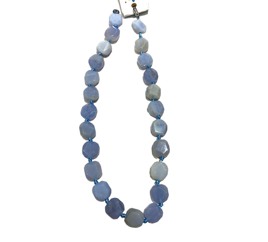 Collier Calcédoine bleue