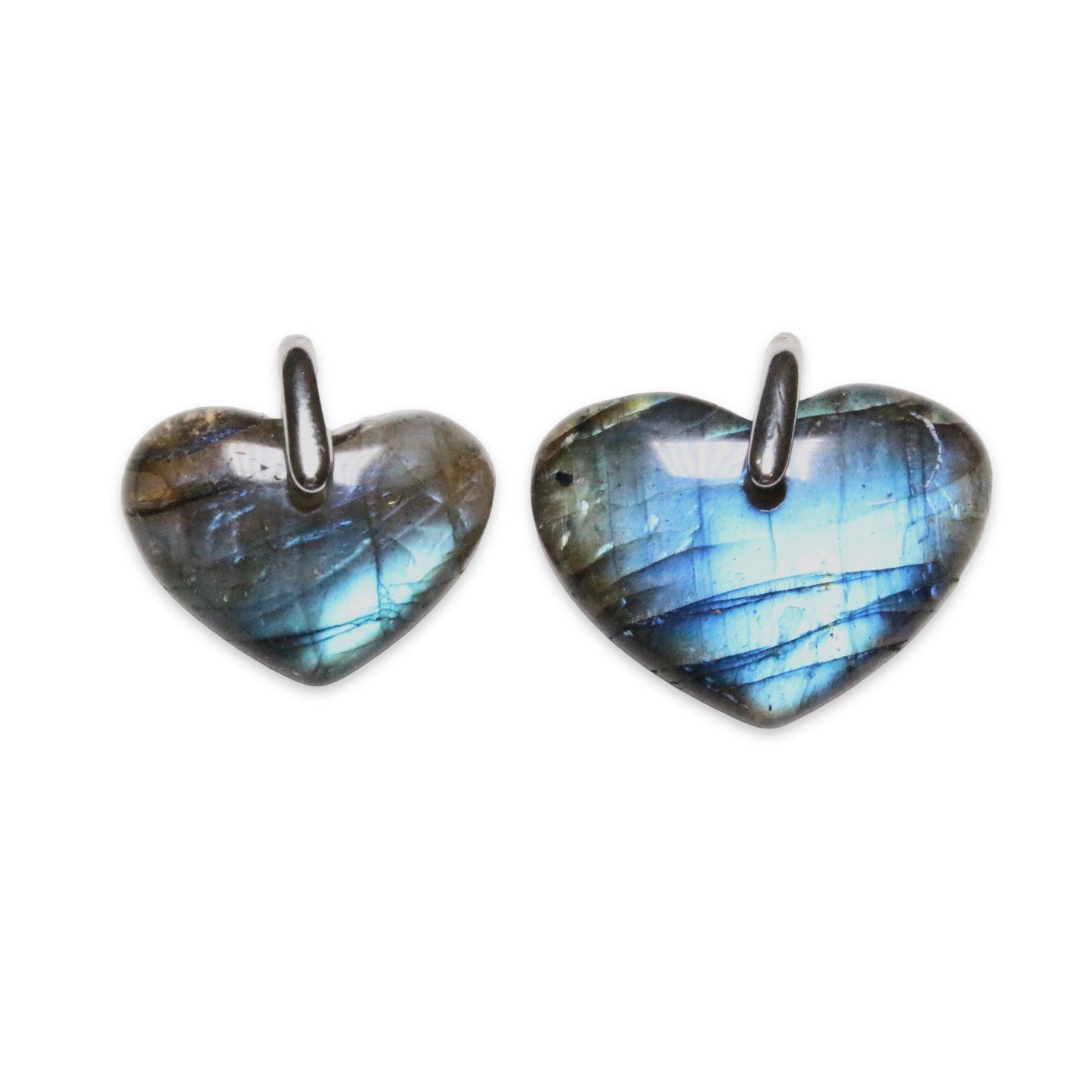 Pendentif Labradorite forme coeur percé devant