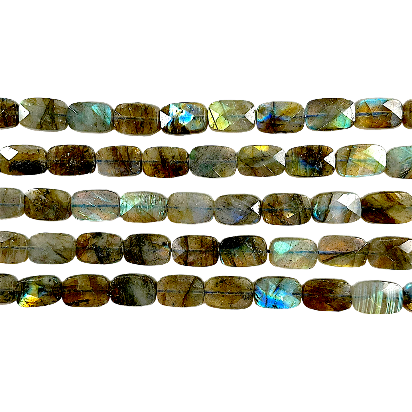 Fil de Labradorite rectangle facetté 12x8 mm