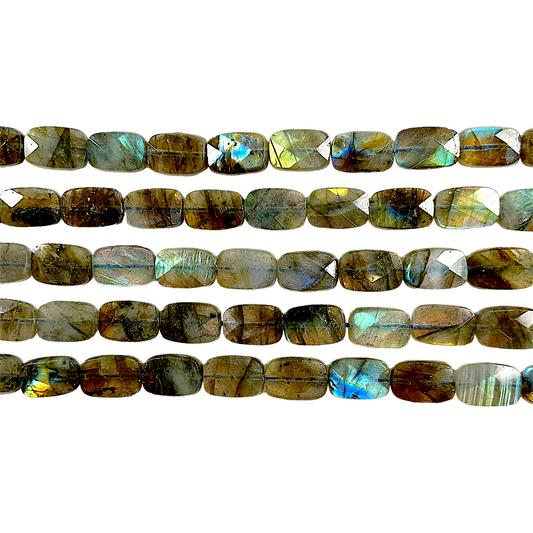 Fil de Labradorite rectangle facetté 12x8 mm