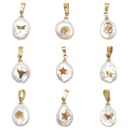 Lot de 5 pendentifs nacre avec motif en acier inoxydable (11 modèles disponible)