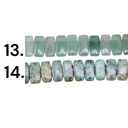 Fil de perles rectangulaires à 2 trous en pierre naturelle (14 pierres disponibles)