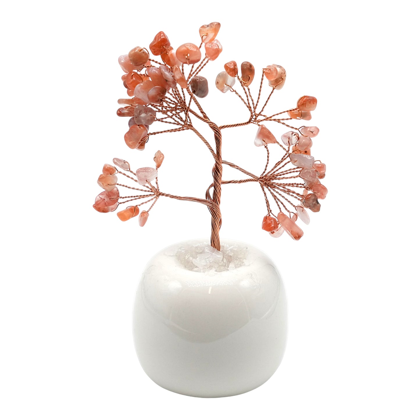 Arbre de vie avec vase forme pomme en céramique blanche