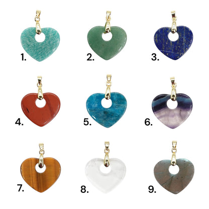 Pendentif Coeur 25 mm — Bélière dorée ou argentée (11 pierres disponible)