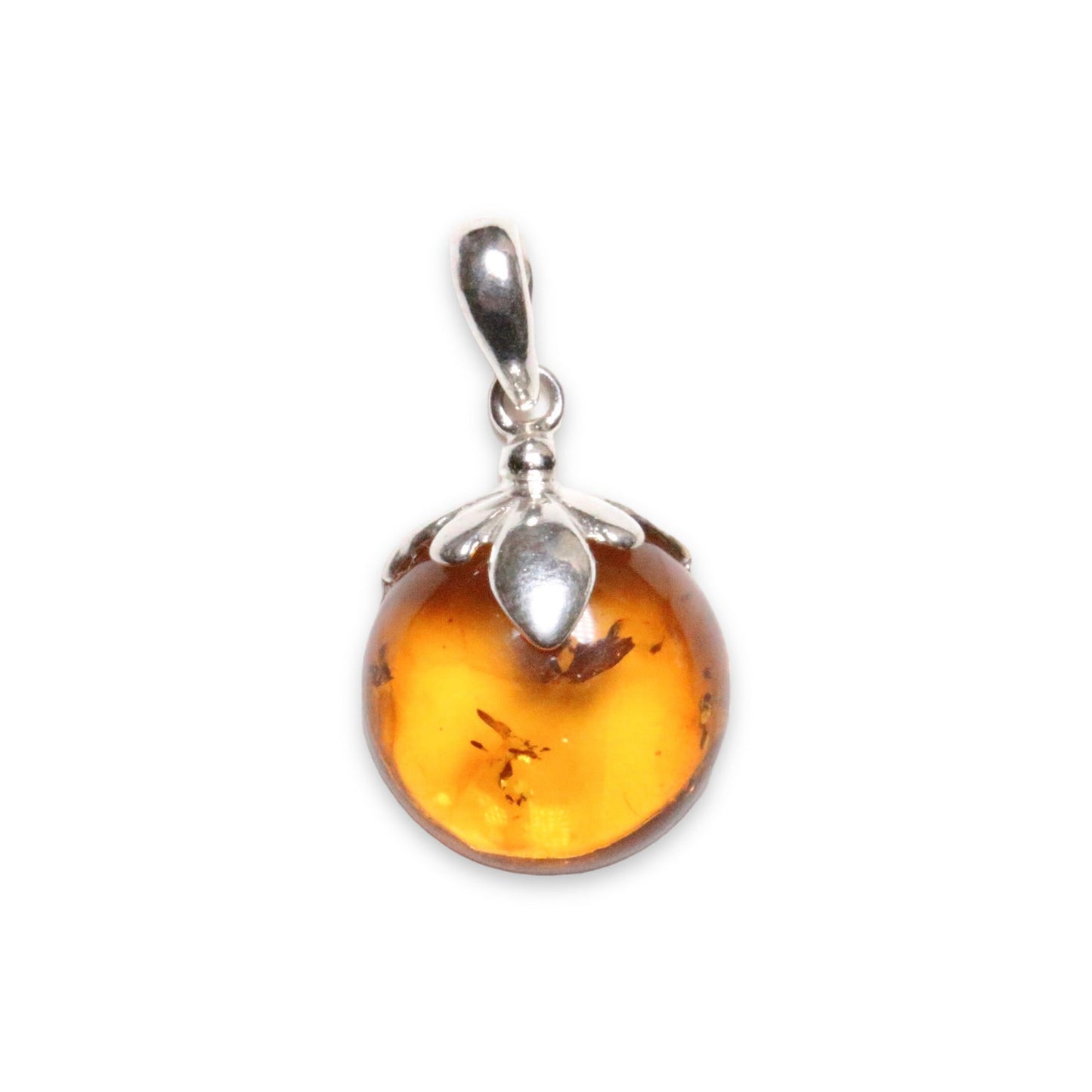 Pendentif ambre & argent forme Boule