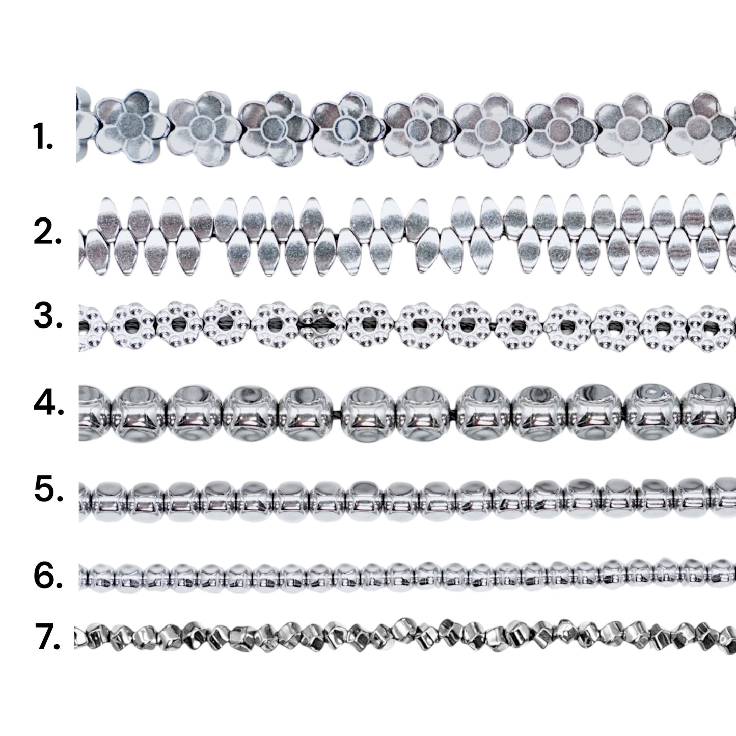 Fil de perle Hématite electroplaquée argenté HEA (235 à 239)