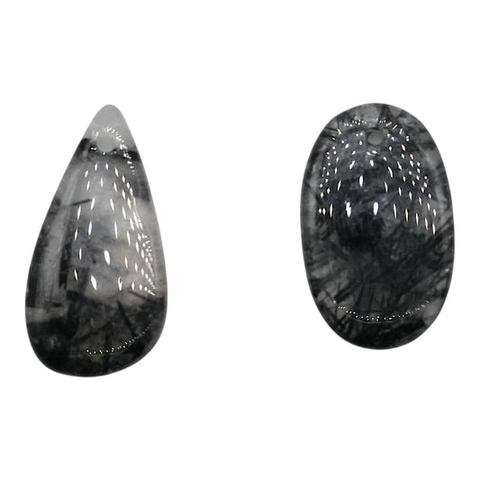 Pendentif Quartz tourmaline noire forme aléatoire percé devant (réf 16x28)