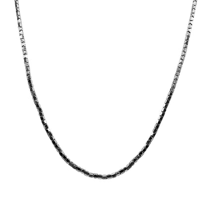 Collier sautoir 70 cm Hématite electroplaquée argenté 4 mm CHA-6