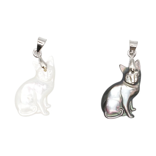 Pendentif chat en nacre 1 x 2 cm