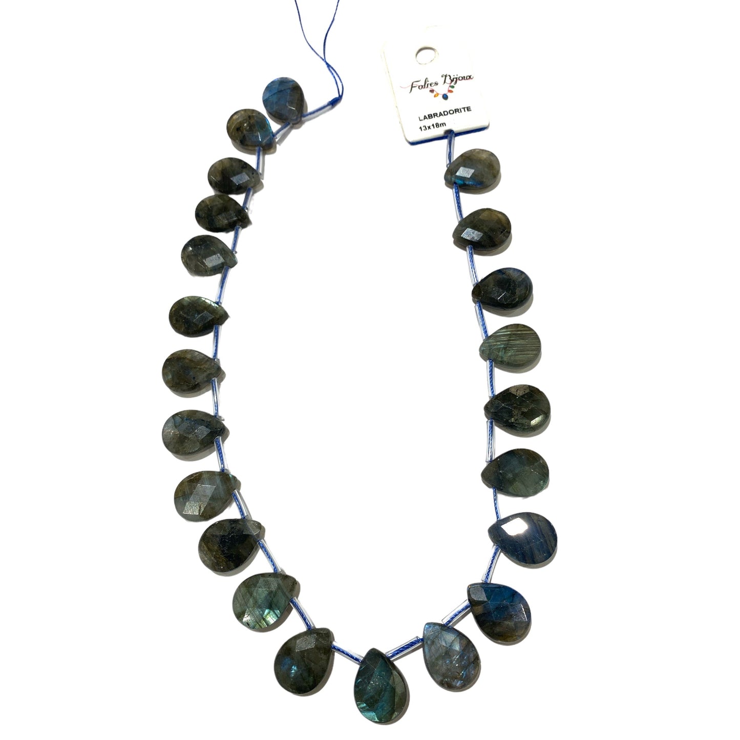 Lot de 22 pendentifs labradorite goutte facetté plate