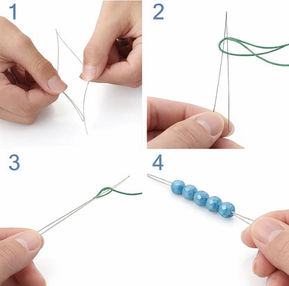 Lot de 2 Aiguilles à perles fines (0.1 mm) avec grand chas – idéale pour perles à trous fins/perles facettées