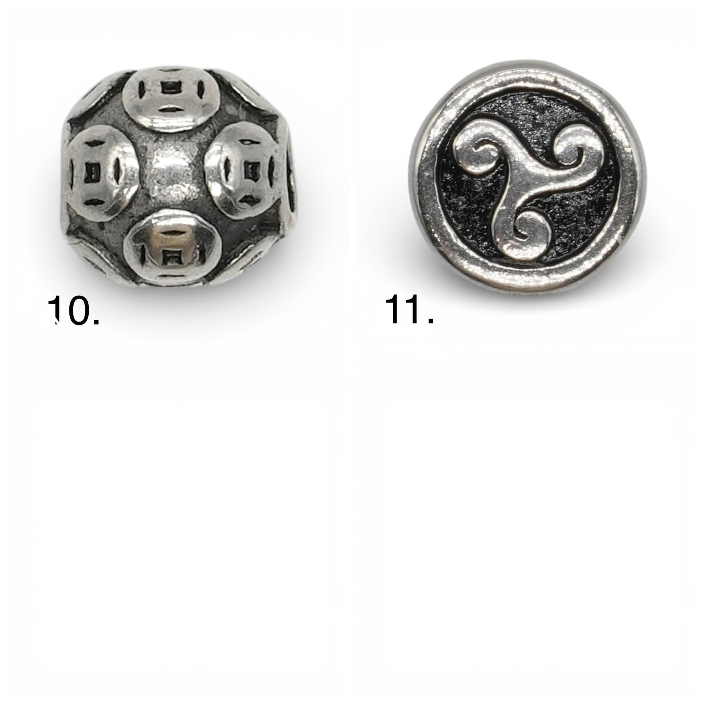 Lot de 10 breloques intercalaire acier inoxydable argenté (11 modèles disponible)