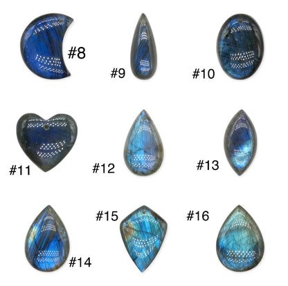 Pendentif en labradorite extra bleue (17 formes disponible)