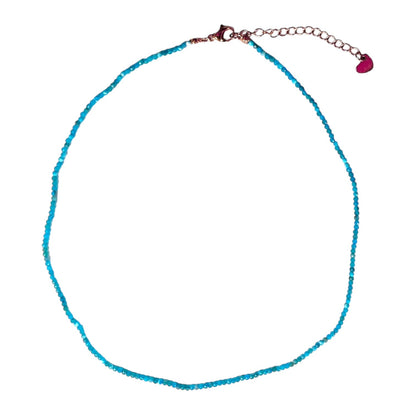 Collier Apatite bleue 2-3mm acier inoxydable doré/argenté