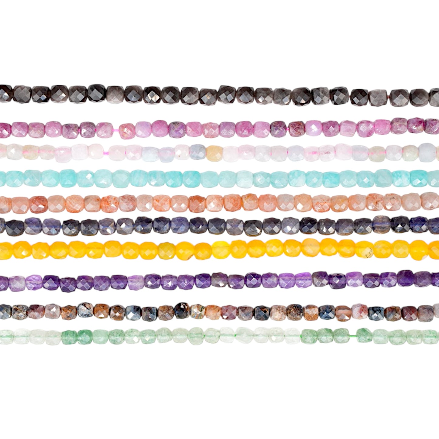 Fil de perles cube facetté 4x4 mm (40 pierres disponibles)