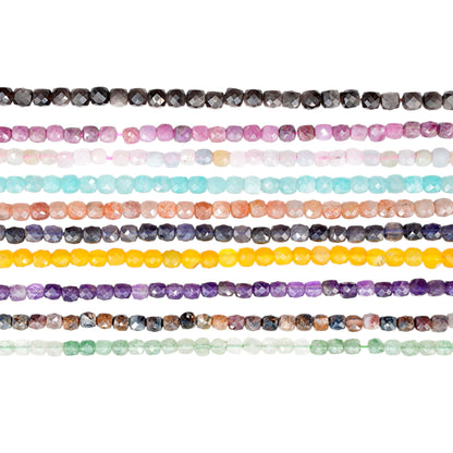 Fil de perles cube facetté 4x4 mm (40 pierres disponibles)