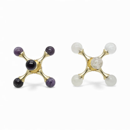 Masseur à quatre points
en Pierres Naturelles 10x10 cm – Améthyste ou Cristal de Roche