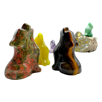 Figurine Loup en Jade Citron