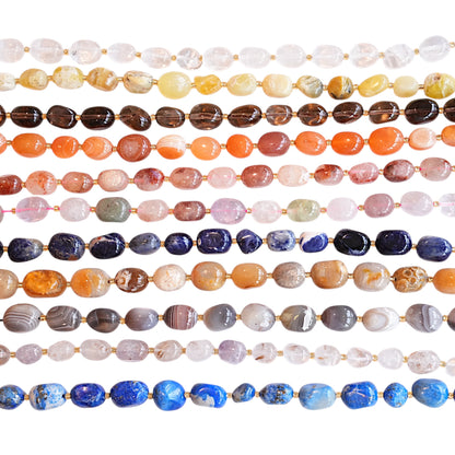 Fil de perle ovale 12x16 mm avec perles de rocaille (12 pierres disponible)