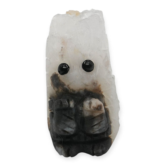 Figurine Hérisson en agate avec amas de cristal de roche 3x4 cm (chaque pièce est unique)