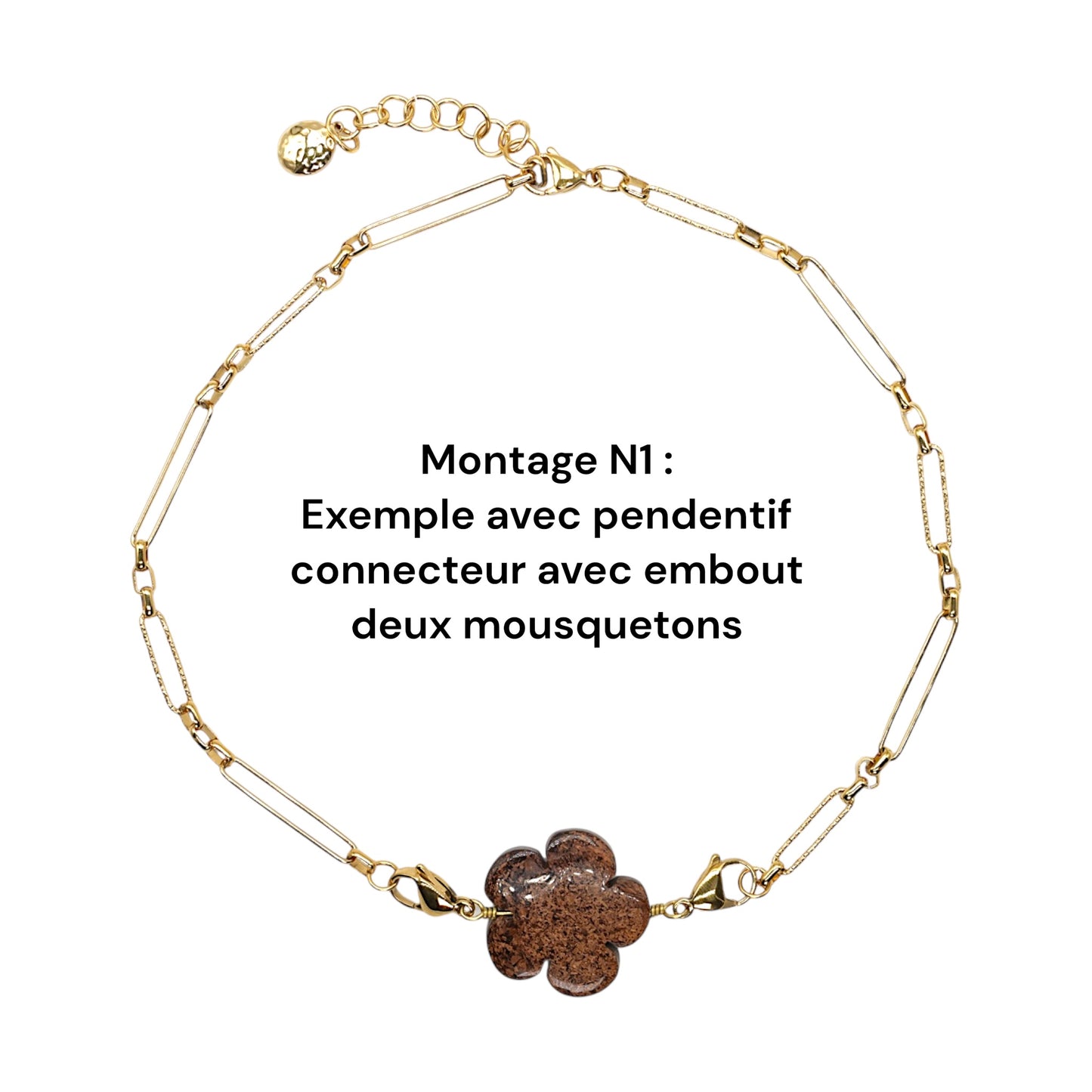 Chaîne de collier en acier inoxydable dorée personnalisable (référence CHD-13) (pendentif mousquetons et anneaux connecteurs non inclus)