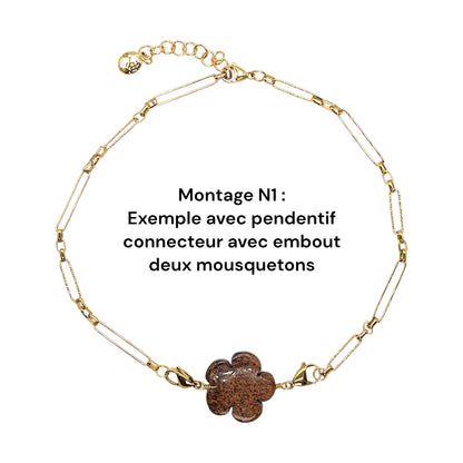 Chaîne de collier en acier inoxydable dorée personnalisable (référence CHD-13) (pendentif mousquetons et anneaux connecteurs non inclus)
