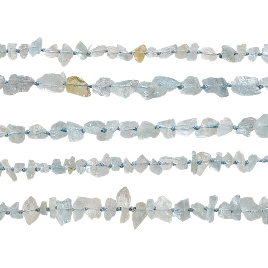 Fil de perle forme libre Aigue marine 9x4 mm (référence 85)